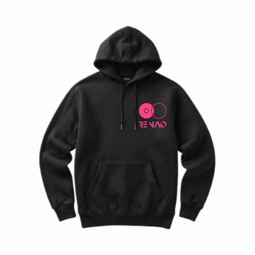Re NAO Black Hoodie – Pink Logo