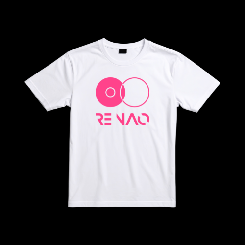 Re NAO White Tee – Pink Logo